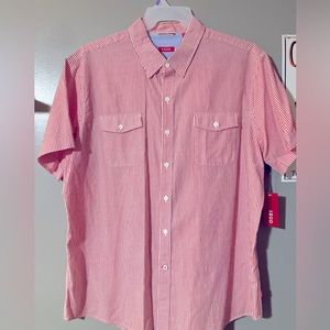 Izod XXL red and white striped shirt sleeve collar shirt